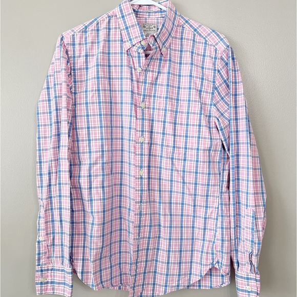 J.Crew Factory Blue Pink Plaid Button Down - Picture 1 of 7